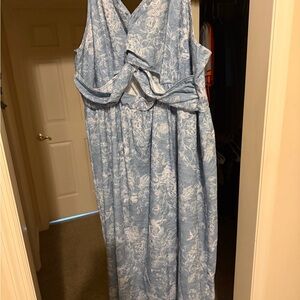 SHEIN Blue and White Floral Maxi Dress
